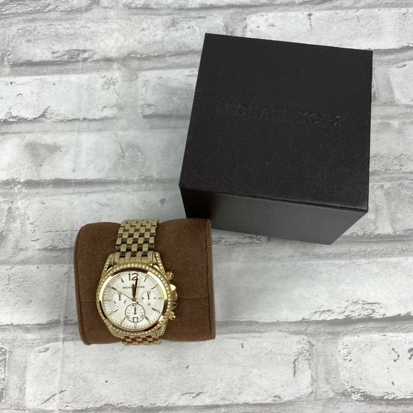 Michael Kors Pressley Chronograph MK5835 Wrist Watch Ladies/Unisex Gold Band